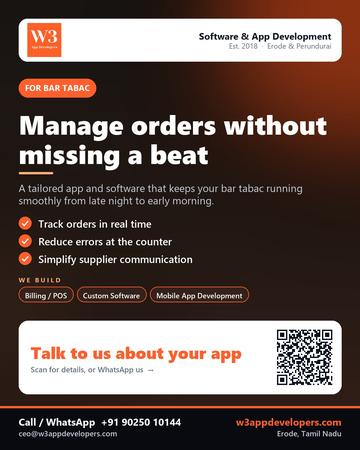 W3AppDevelopers poster for Bar tabac: Manage orders without missing a beat