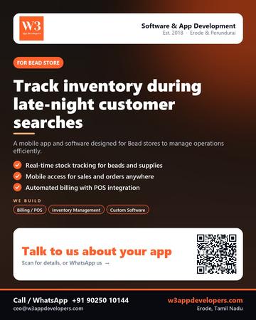 W3AppDevelopers poster for Bead store: Track inventory during late-night customer searches