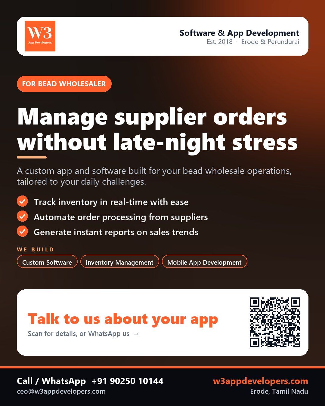 W3AppDevelopers Bead wholesaler custom app and business software