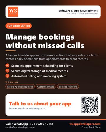 W3AppDevelopers poster for Birth center: Manage bookings without missed calls