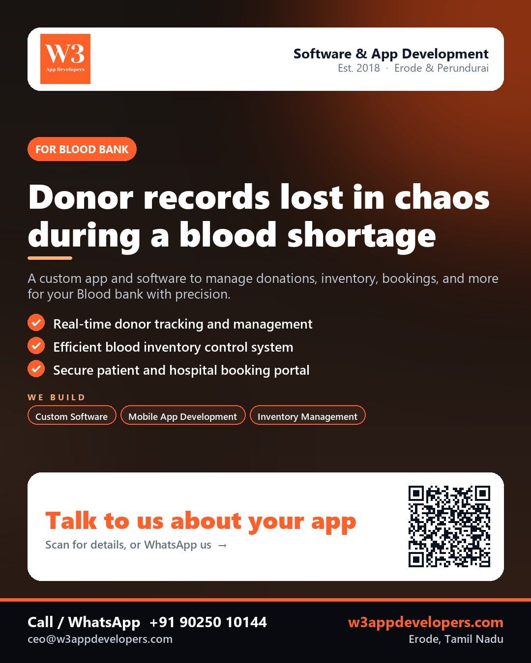 W3AppDevelopers Blood bank software and mobile app development solutions