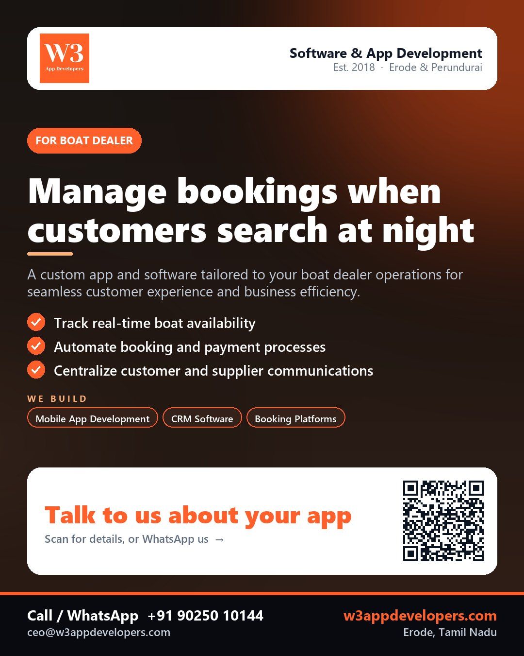W3AppDevelopers mobile app and software solution for boat dealers