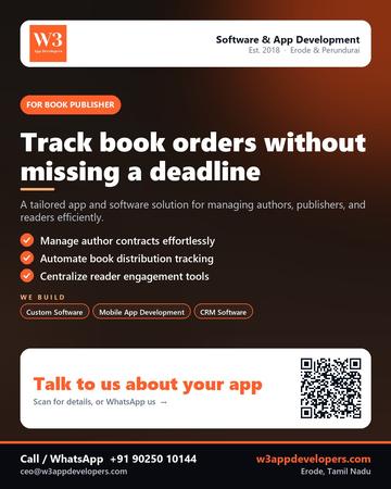 W3AppDevelopers poster for Book publisher: Track book orders without missing a deadline