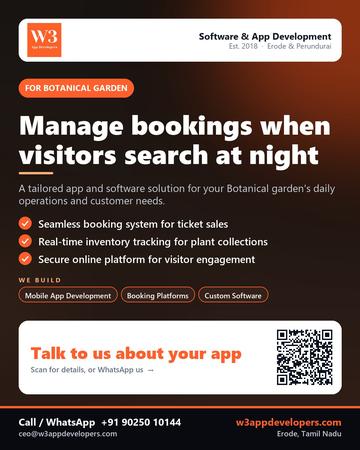 W3AppDevelopers poster for Botanical garden: Manage bookings when visitors search at night