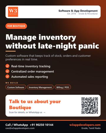 W3AppDevelopers poster for Boutique: Manage inventory without late-night panic