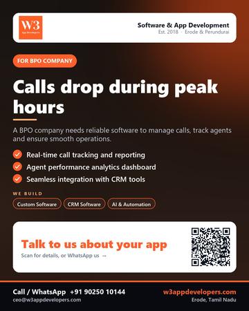 W3AppDevelopers poster for BPO company: Calls drop during peak hours