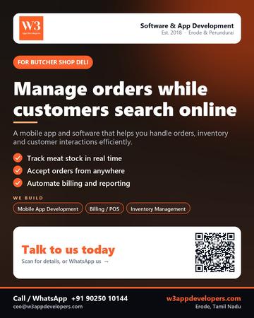 W3AppDevelopers poster for Butcher shop deli: Manage orders while customers search online