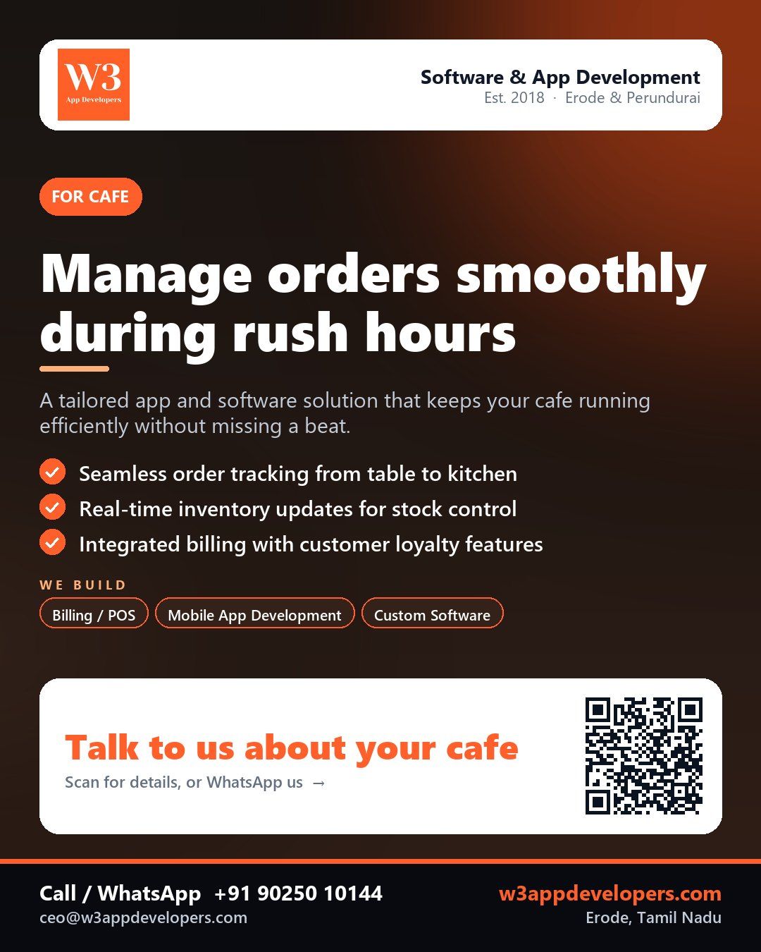 W3AppDevelopers Cafe Mobile App & Software Solution