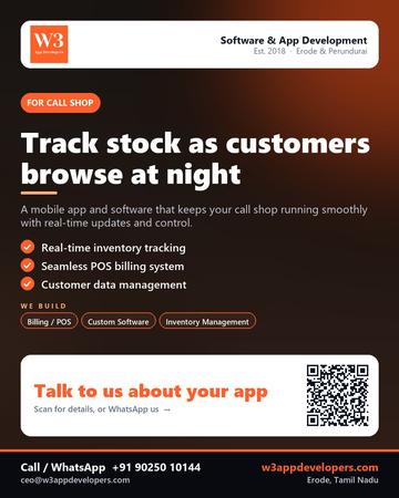 W3AppDevelopers poster for Call shop: Track stock as customers browse at night
