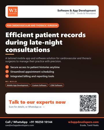 W3AppDevelopers poster for Cardiovascular and thoracic surgeon: Efficient patient records during late-night consultations