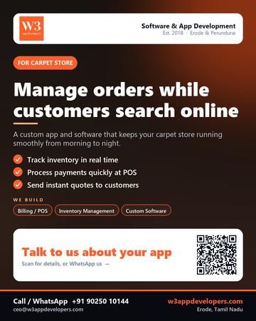 W3AppDevelopers poster for Carpet store: Manage orders while customers search online