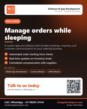 W3AppDevelopers poster for Caterer: Manage orders while sleeping