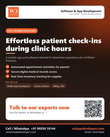 W3AppDevelopers poster for Children Policlinic: Effortless patient check-ins during clinic hours