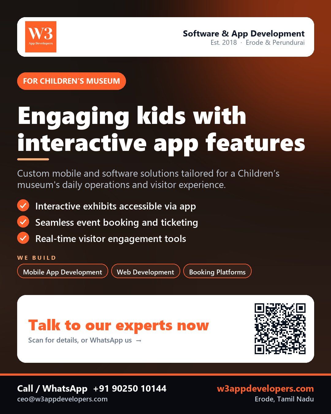 W3AppDevelopers creating interactive app features for a Children’s museum