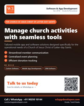 W3AppDevelopers poster for Church of Jesus Christ of Latter-day Saints: Manage church activities with seamless tools