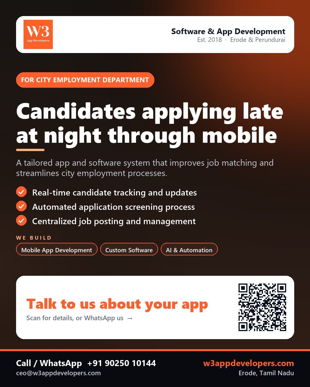 W3AppDevelopers helping City employment department with custom mobile app development and automation