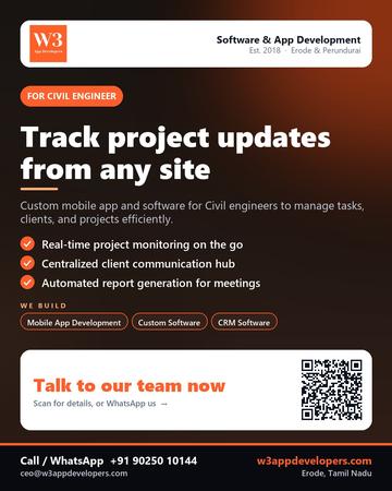 W3AppDevelopers poster for Civil engineer: Track project updates from any site