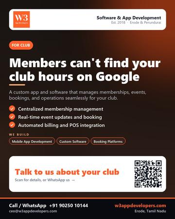 W3AppDevelopers poster for Club: Members can't find your club hours on Google