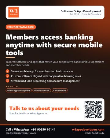 W3AppDevelopers poster for Cooperative bank: Members access banking anytime with secure mobile tools