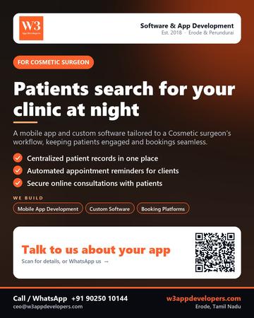 W3AppDevelopers poster for Cosmetic surgeon: Patients search for your clinic at night