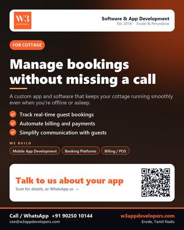 W3AppDevelopers poster for Cottage: Manage bookings without missing a call