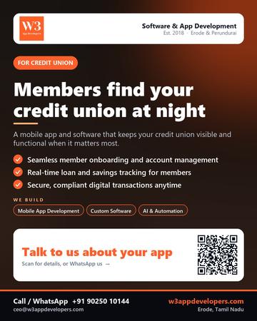 W3AppDevelopers poster for Credit union: Members find your credit union at night