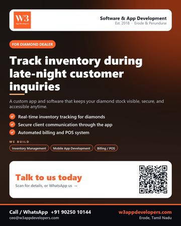 W3AppDevelopers poster for Diamond dealer: Track inventory during late-night customer inquiries
