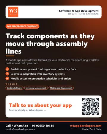 W3AppDevelopers poster for Electronics company: Track components as they move through assembly lines
