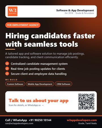 W3AppDevelopers poster for Employment agency: Hiring candidates faster with seamless tools