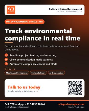 W3AppDevelopers poster for Environmental consultant: Track environmental compliance in real time