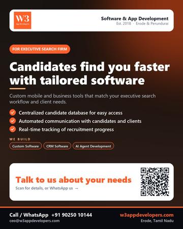 W3AppDevelopers poster for Executive search firm: Candidates find you faster with tailored software