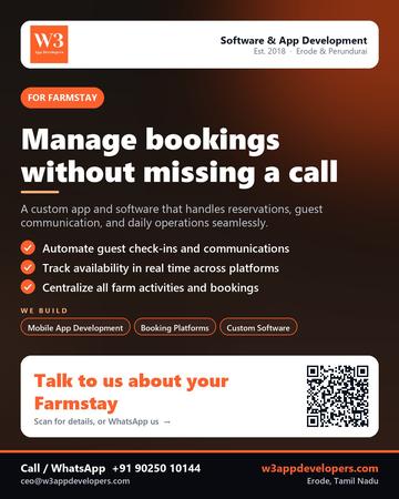W3AppDevelopers poster for Farmstay: Manage bookings without missing a call