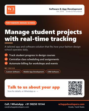 W3AppDevelopers poster for Fashion design school: Manage student projects with real-time tracking