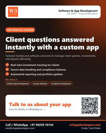 W3AppDevelopers poster for Financial planner: Client questions answered instantly with a custom app
