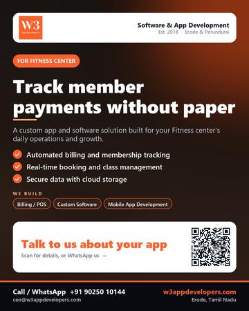 W3AppDevelopers poster for Fitness center: Track member payments without paper