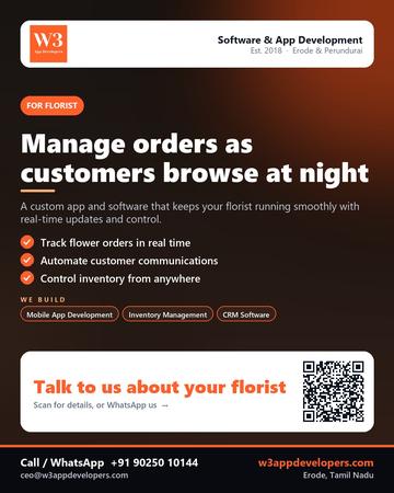 W3AppDevelopers poster for Florist: Manage orders as customers browse at night
