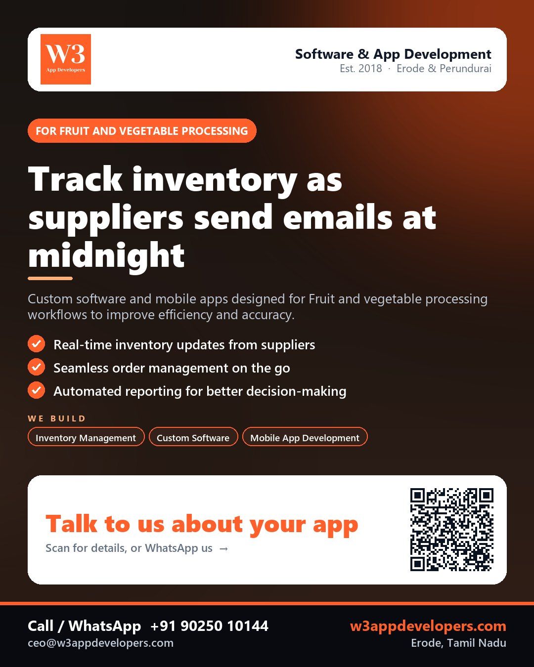 W3AppDevelopers Fruit and vegetable processing app solution for efficient business operations