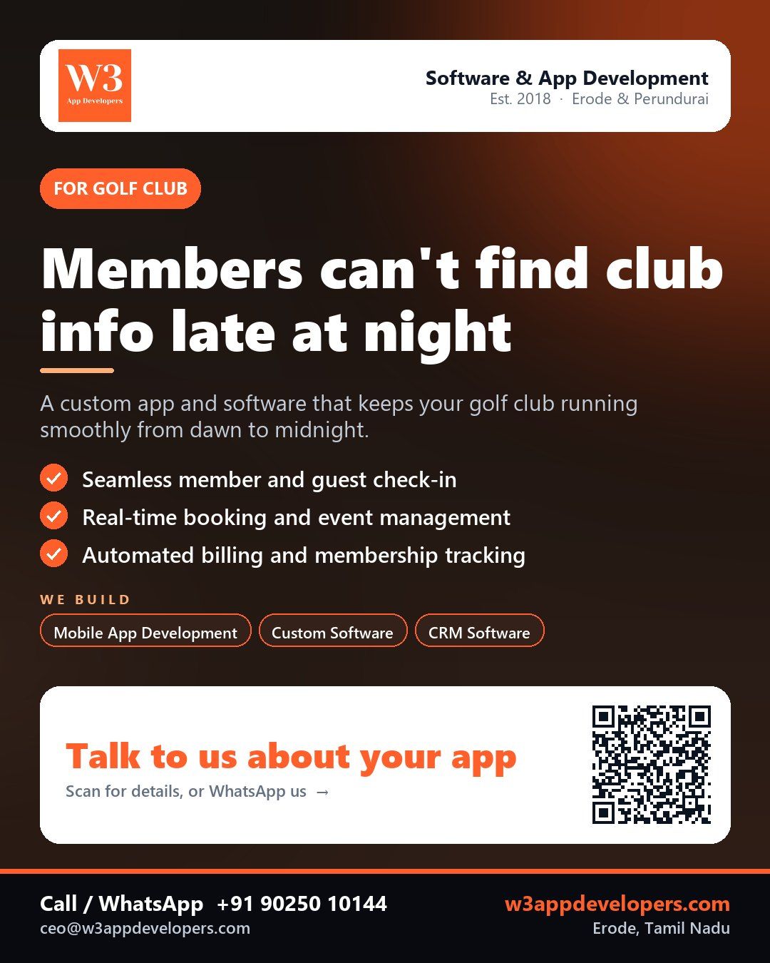 W3AppDevelopers providing custom app and software for a golf club