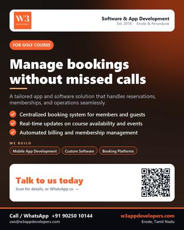 W3AppDevelopers poster for Golf course: Manage bookings without missed calls