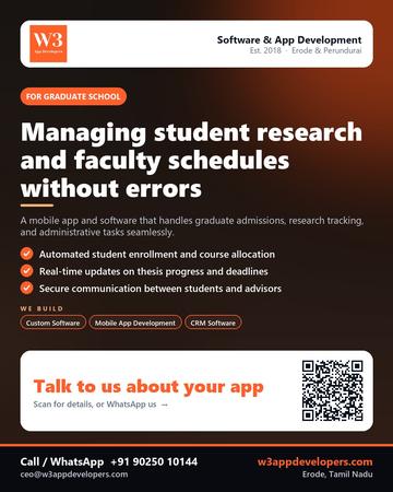 W3AppDevelopers poster for Graduate school: Managing student research and faculty schedules without errors