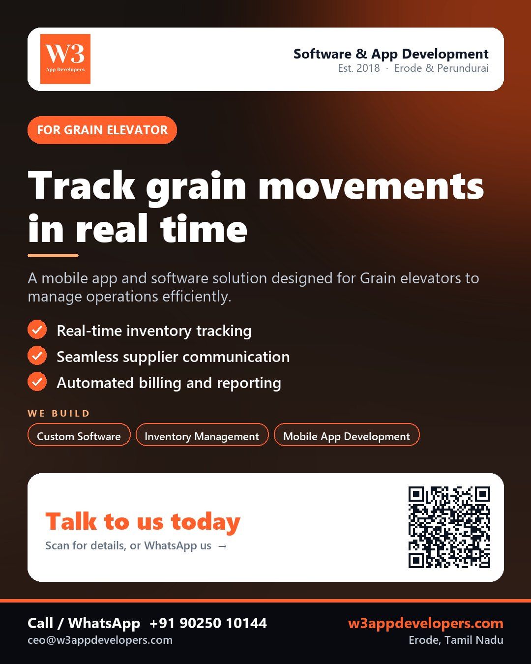 W3AppDevelopers - Grain elevator mobile app and business software solution