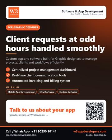 W3AppDevelopers poster for Graphic designer: Client requests at odd hours handled smoothly