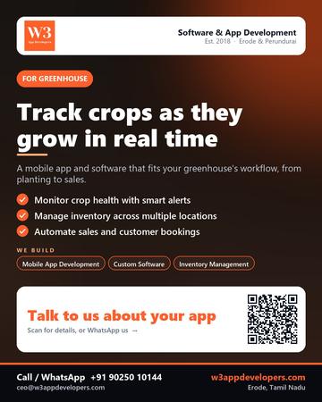 W3AppDevelopers poster for Greenhouse: Track crops as they grow in real time