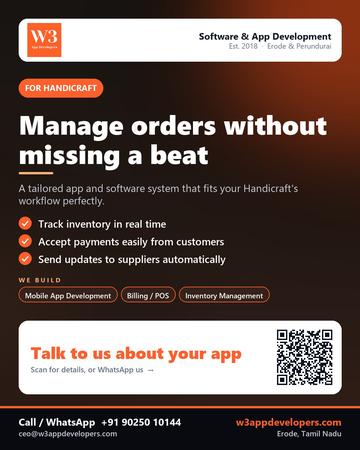 W3AppDevelopers poster for Handicraft: Manage orders without missing a beat