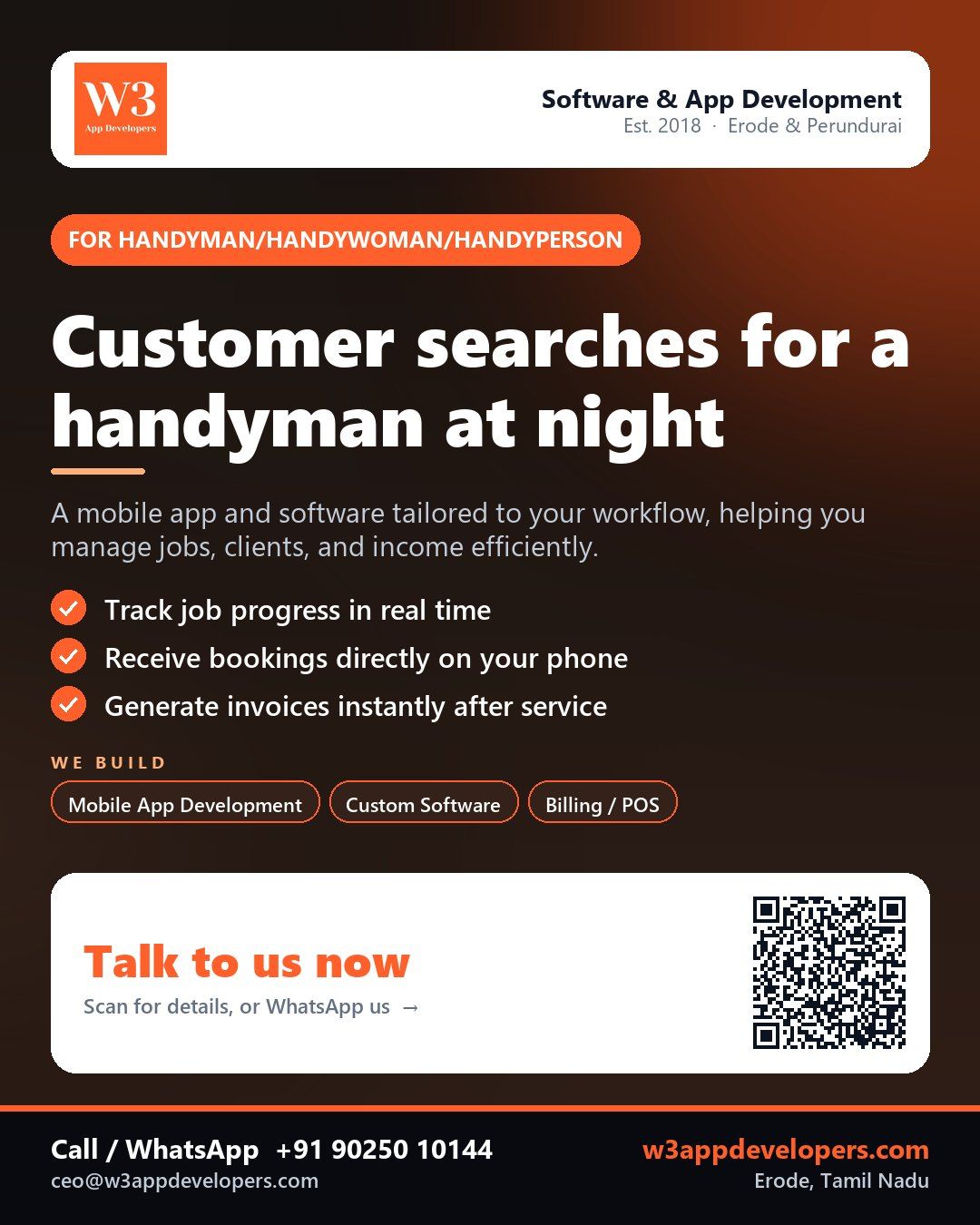 W3AppDevelopers - Handyman/Handywoman/Handyperson app and software solution