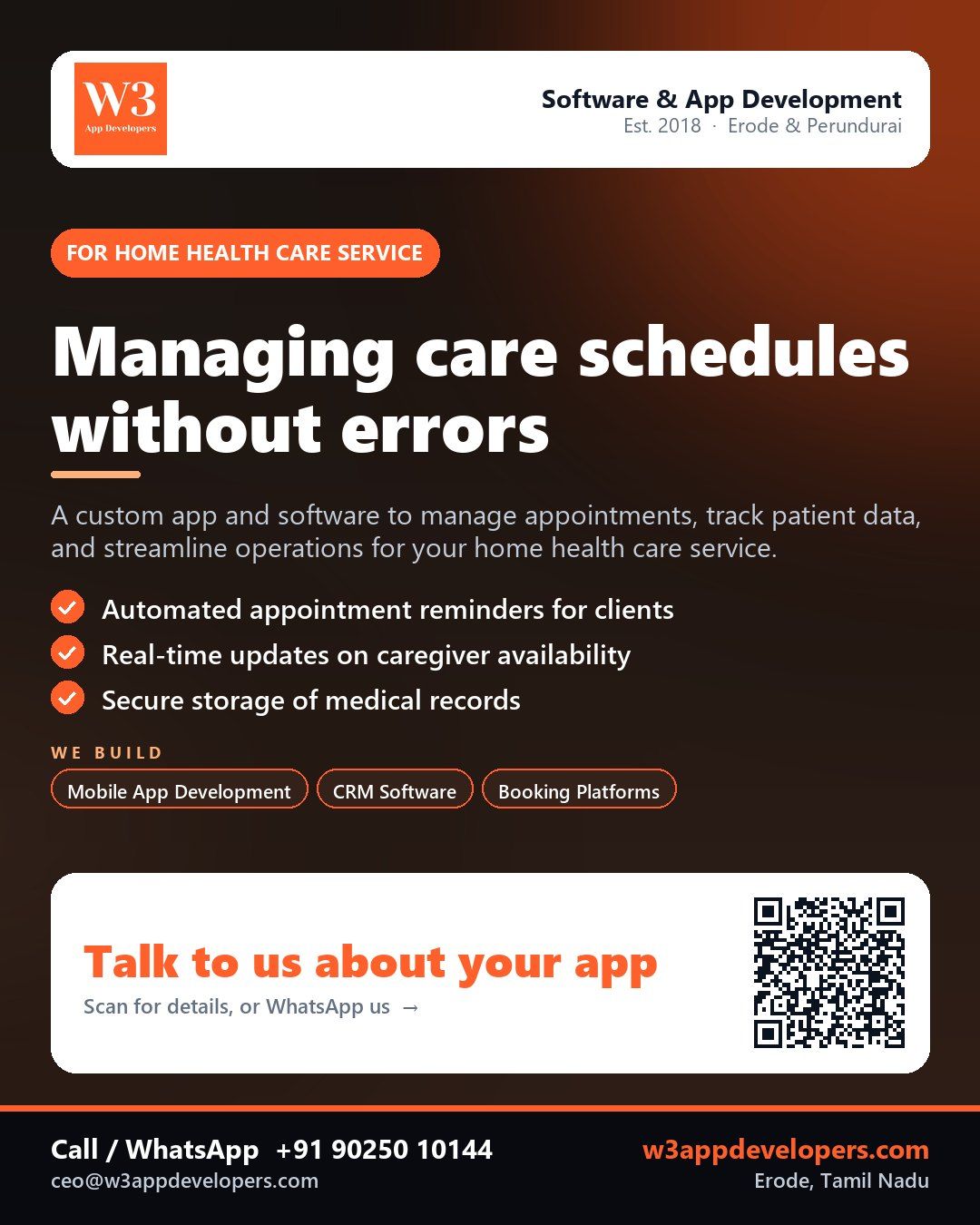 W3AppDevelopers home health care service app and software solution
