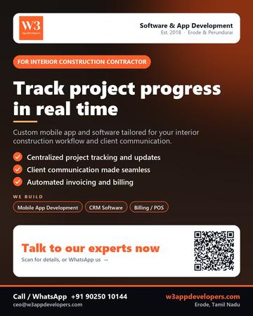 W3AppDevelopers poster for Interior construction contractor: Track project progress in real time