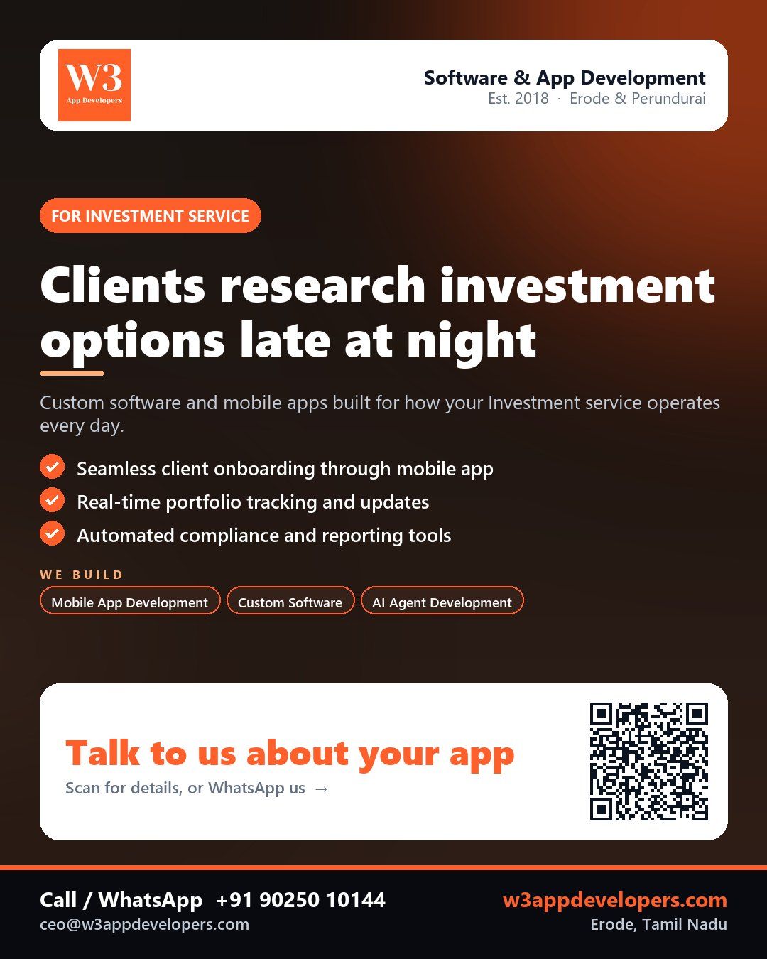 W3AppDevelopers - Custom mobile app development for Investment services