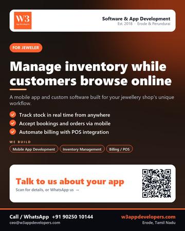 W3AppDevelopers poster for Jeweler: Manage inventory while customers browse online