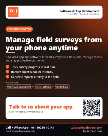 W3AppDevelopers poster for Land surveyor: Manage field surveys from your phone anytime
